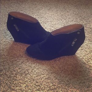 Black Wedge Booties